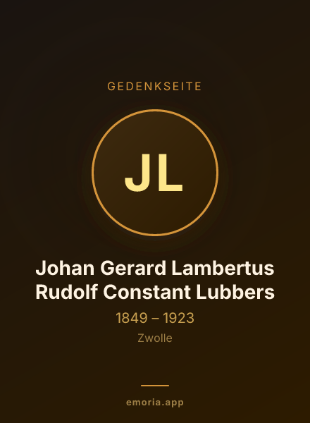 Gedenkportrait von Johan Gerard Lambertus Rudolf Constant Lubbers