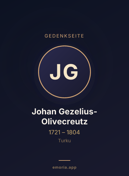 Gedenkportrait von Johan Gezelius-Olivecreutz