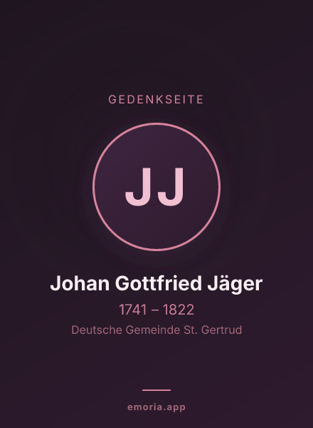 Gedenkportrait von Johan Gottfried Jäger