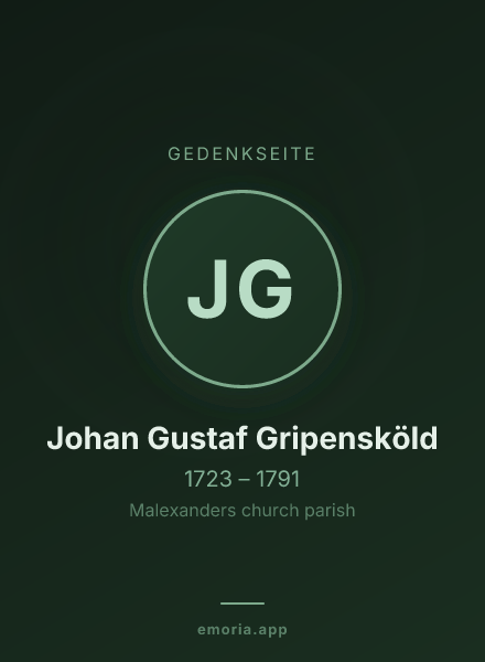 Gedenkportrait von Johan Gustaf Gripensköld