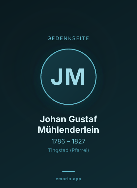 Gedenkportrait von Johan Gustaf Mühlenderlein