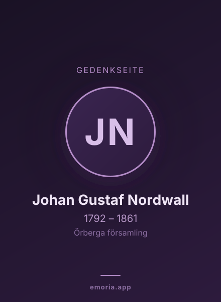 Gedenkportrait von Johan Gustaf Nordwall