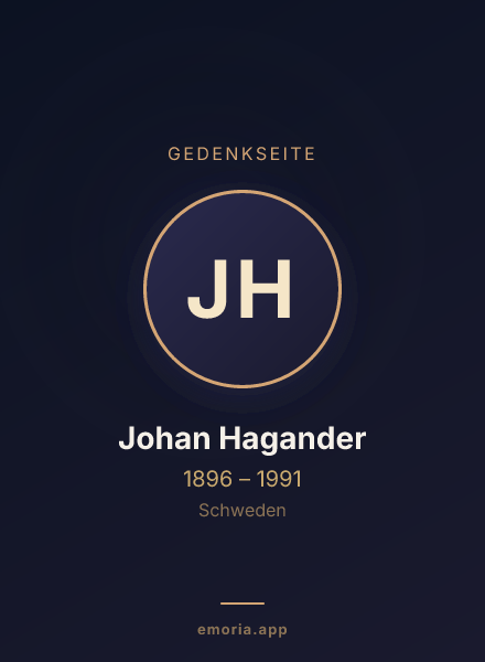 Gedenkportrait von Johan Hagander