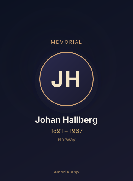 Memorial portrait of Johan Hallberg