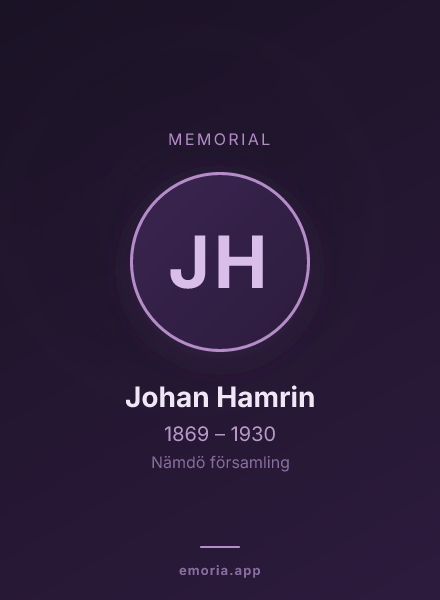Memorial portrait of Johan Hamrin