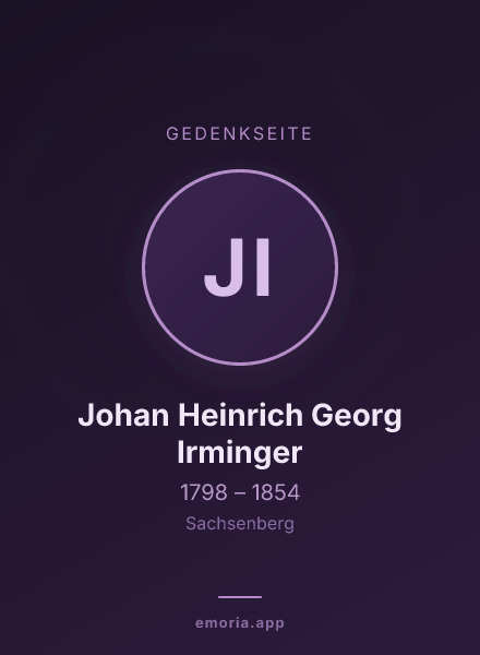 Gedenkportrait von Johan Heinrich Georg Irminger