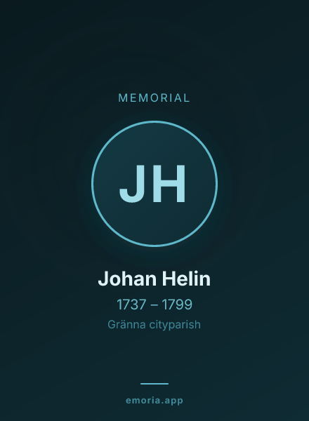 Memorial portrait of Johan Helin