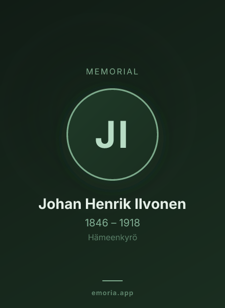 Memorial portrait of Johan Henrik Ilvonen