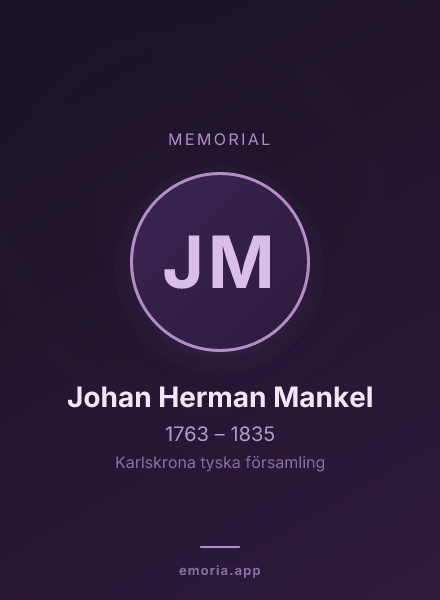 Memorial portrait of Johan Herman Mankel