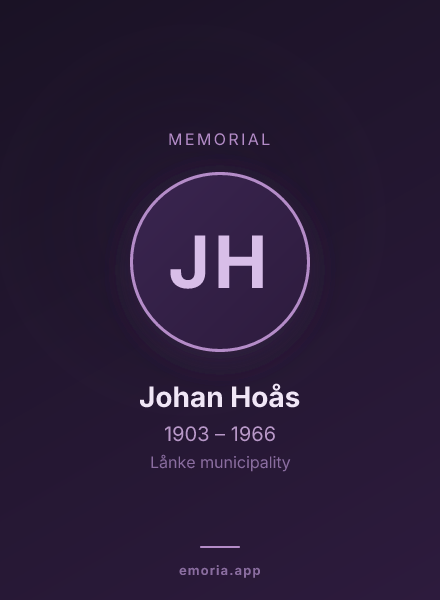 Memorial portrait of Johan Hoås