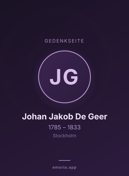 Gedenkportrait von Johan Jakob De Geer