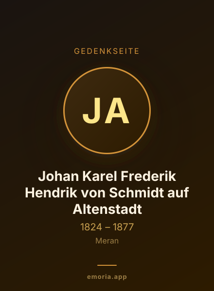 Gedenkportrait von Johan Karel Frederik Hendrik von Schmidt auf Altenstadt