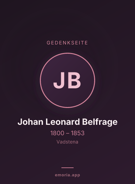 Gedenkportrait von Johan Leonard Belfrage