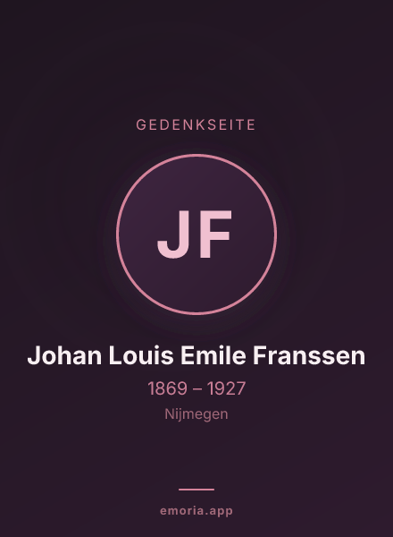 Gedenkportrait von Johan Louis Emile Franssen