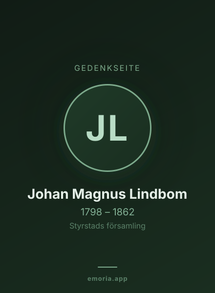 Gedenkportrait von Johan Magnus Lindbom