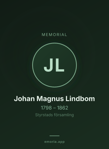 Memorial portrait of Johan Magnus Lindbom