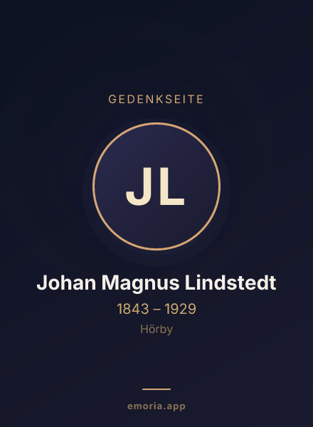 Gedenkportrait von Johan Magnus Lindstedt