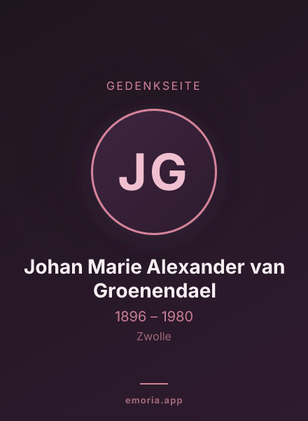 Gedenkportrait von Johan Marie Alexander van Groenendael