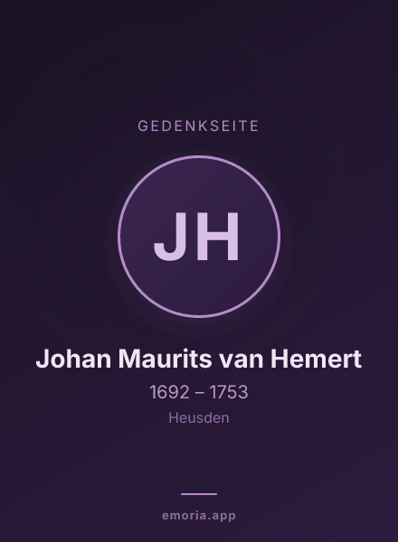 Gedenkportrait von Johan Maurits van Hemert