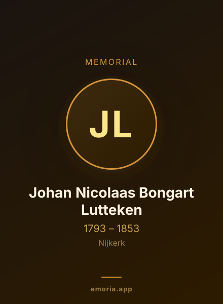 Memorial portrait of Johan Nicolaas Bongart Lutteken