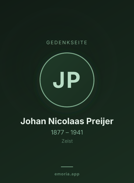 Gedenkportrait von Johan Nicolaas Preijer