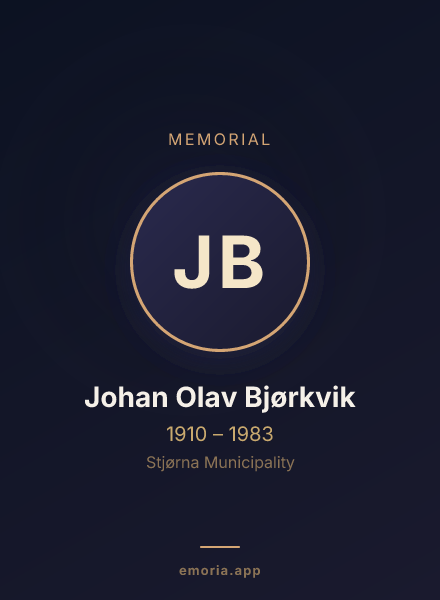 Memorial portrait of Johan Olav Bjørkvik