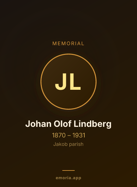 Memorial portrait of Johan Olof Lindberg