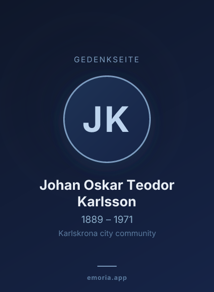Gedenkportrait von Johan Oskar Teodor Karlsson
