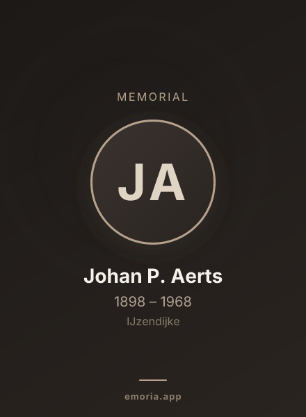 Memorial portrait of Johan P. Aerts
