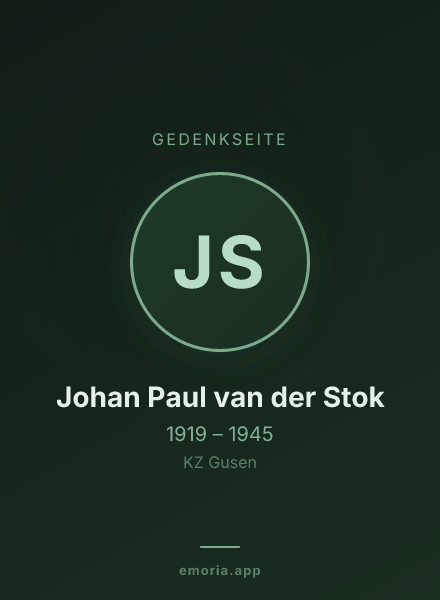 Gedenkportrait von Johan Paul van der Stok