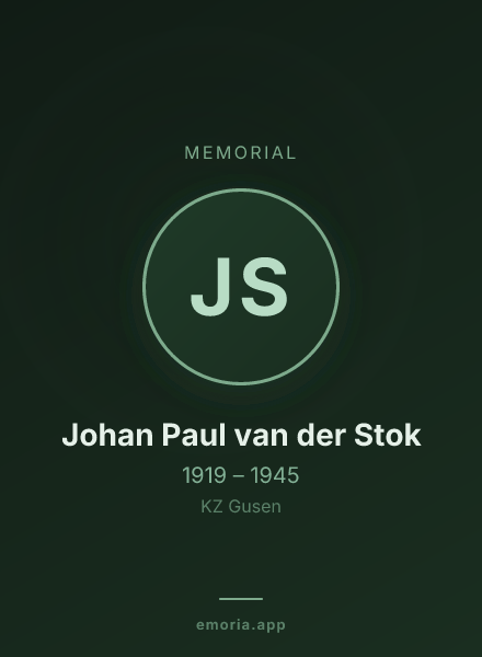 Memorial portrait of Johan Paul van der Stok