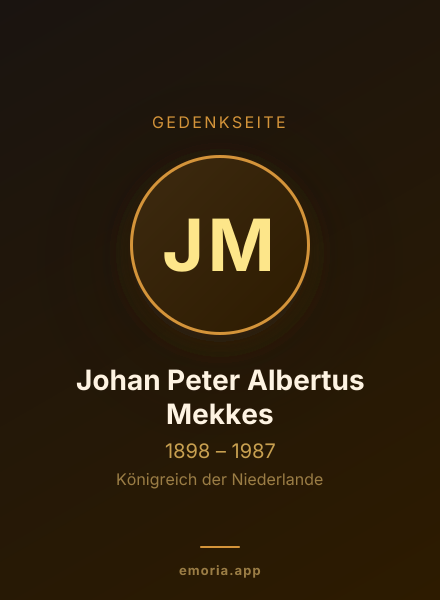 Gedenkportrait von Johan Peter Albertus Mekkes