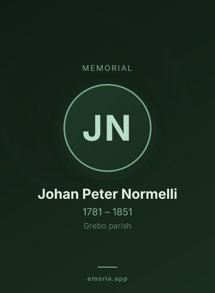 Memorial portrait of Johan Peter Normelli