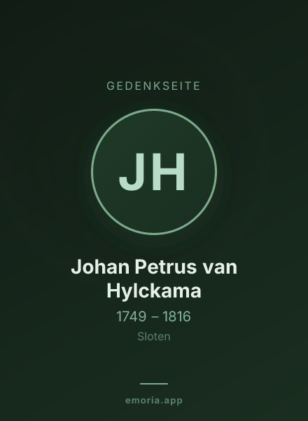 Gedenkportrait von Johan Petrus van Hylckama