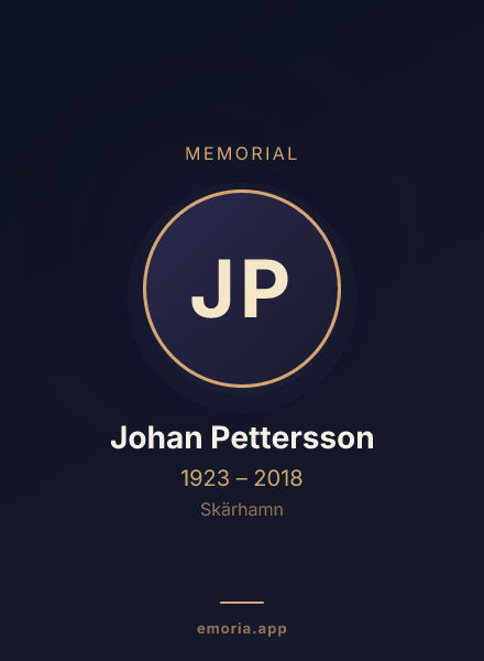 Memorial portrait of Johan Pettersson