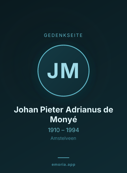Gedenkportrait von Johan Pieter Adrianus de Monyé
