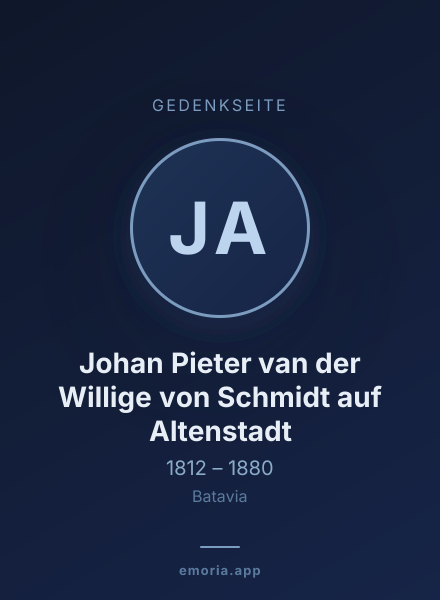 Gedenkportrait von Johan Pieter van der Willige von Schmidt auf Altenstadt