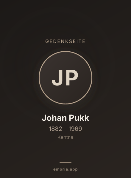 Gedenkportrait von Johan Pukk