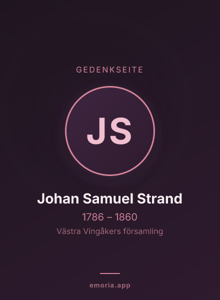 Gedenkportrait von Johan Samuel Strand