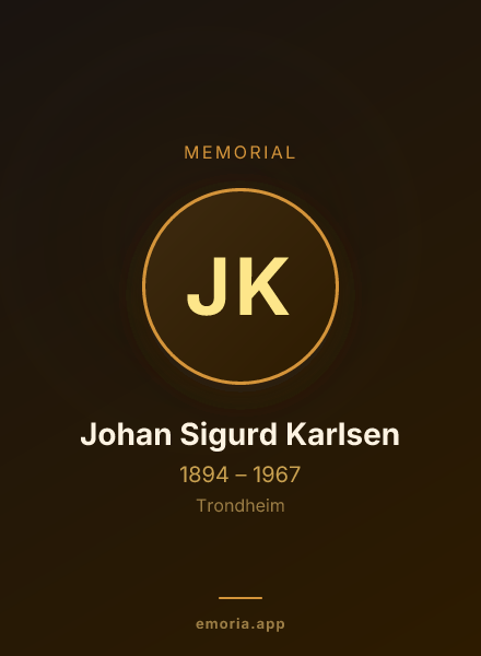 Memorial portrait of Johan Sigurd Karlsen