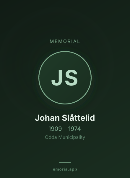 Memorial portrait of Johan Slåttelid