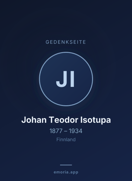 Gedenkportrait von Johan Teodor Isotupa