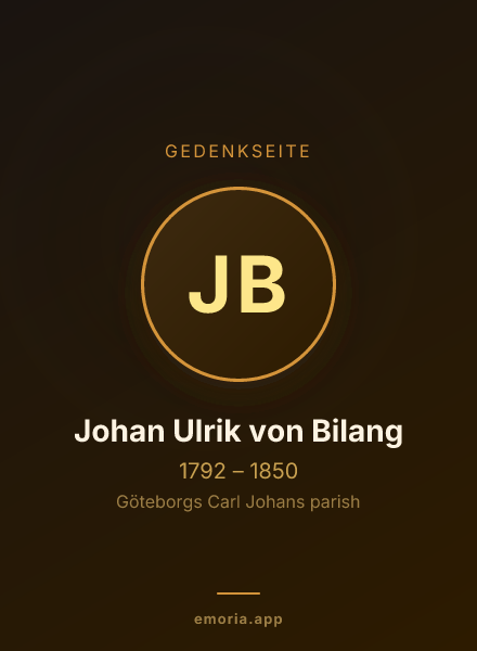 Gedenkportrait von Johan Ulrik von Bilang