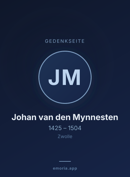 Gedenkportrait von Johan van den Mynnesten