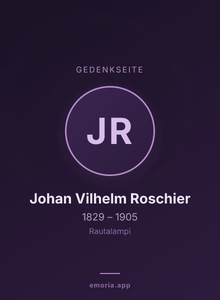Gedenkportrait von Johan Vilhelm Roschier