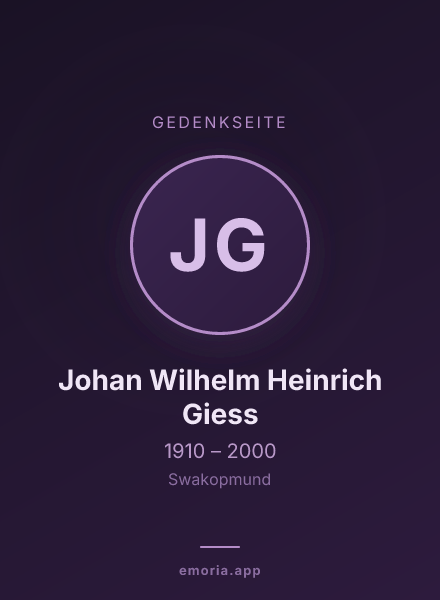 Gedenkportrait von Johan Wilhelm Heinrich Giess