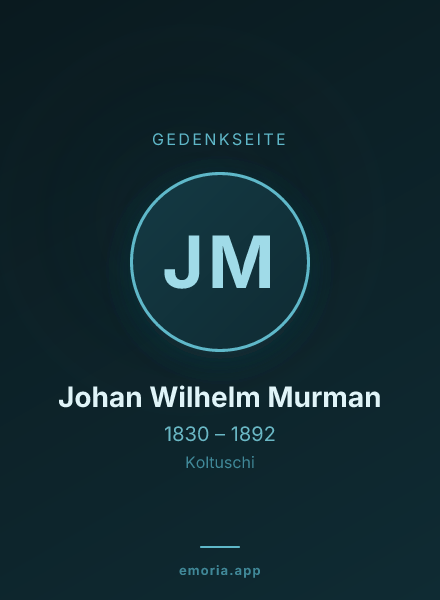 Gedenkportrait von Johan Wilhelm Murman