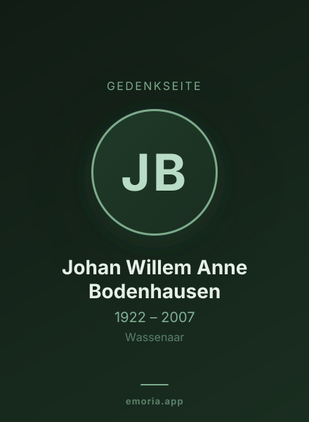 Gedenkportrait von Johan Willem Anne Bodenhausen