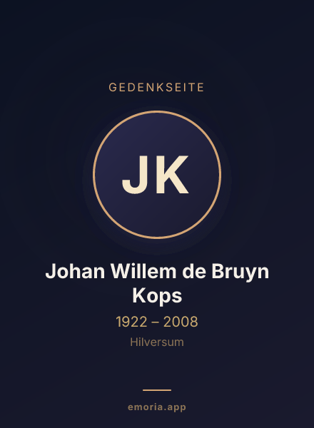 Gedenkportrait von Johan Willem de Bruyn Kops