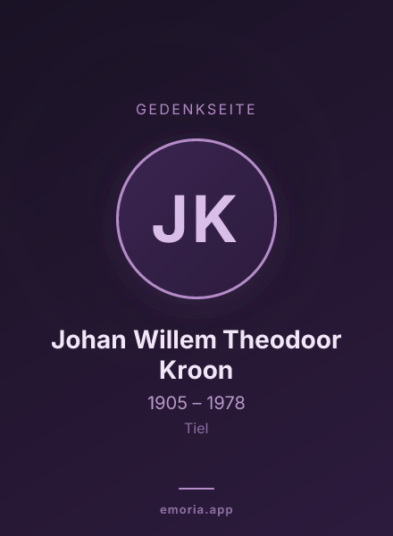 Gedenkportrait von Johan Willem Theodoor Kroon